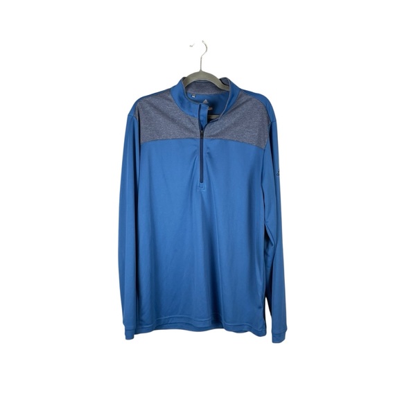 Adidas Golf Blue Quarter-Zip Pullover Long Sleeve Shirt Men’s Size L - Picture 2 of 5